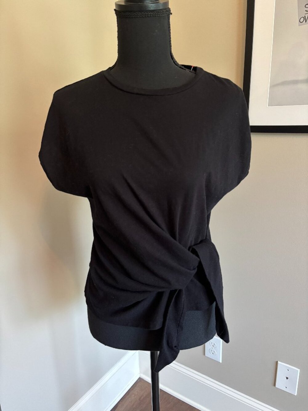 Ann Taylor Waist Tie Tee-Black